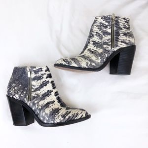 Loeffler Randall Gray Snakeskin Zip Booties Boots
